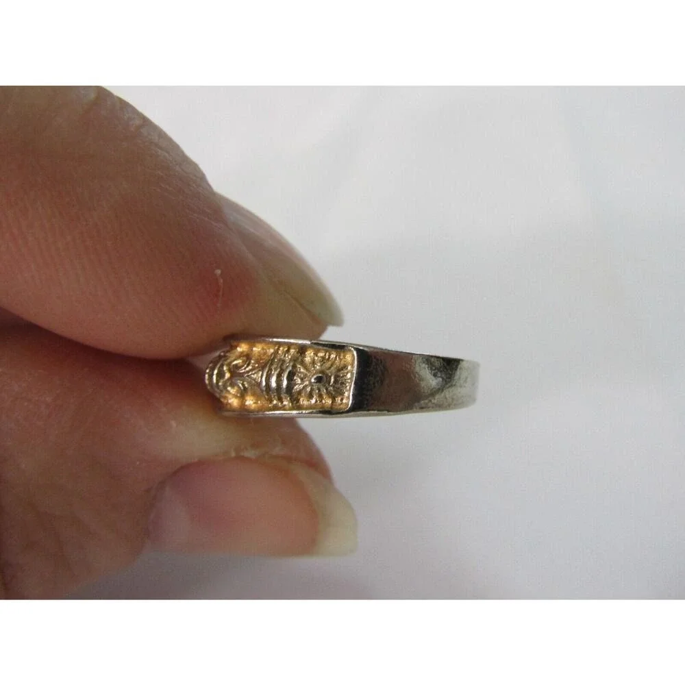 Silver‎ Gold Tone Textured Ring 5